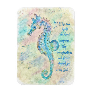 Seahorse watercolor painting magnet