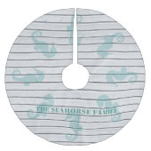 Seahorse Whitewashed Wood Plank Beach Theme Polyester Weihnachtsbaumdecke (Vorderseite)