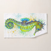Seahorse Yellow Lime Green Splash Ink Badhandtuch Set (Handtuch)