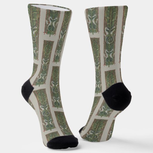 Seahorses and Seaweed, Vintage Art Nouveau Socken (Gewinkelt)