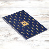Seahorses in Elegant Navy n Gold Monogram Initial Notizblock