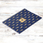 Seahorses in Elegant Navy n Gold Monogram Initial Notizblock