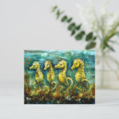 Seahorses in Expressive Ocean Oil Painting Postkarte (Stehend Vorderseite)