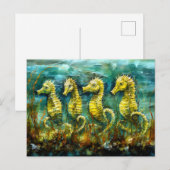 Seahorses in Expressive Ocean Oil Painting Postkarte (Vorne/Hinten)
