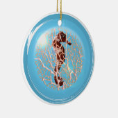 Seahose in einer Blasen-Verzierung Keramikornament (Rechts)