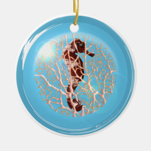 Seahose in einer Blasen-Verzierung Keramikornament