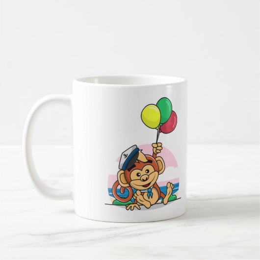 Seailor Monkey mit farbenfrohen Balloons Kaffeetasse (Links)