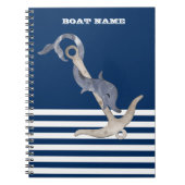 Seailor Nautical Anchor Dolphin Navy Blau Streifen Notizblock (Vorderseite)