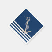 Seailor Nautical Anchor Dolphin Navy Blue Streifen Serviette (Ecke)