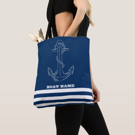 Seailor Nautical Anchor Navy Blau Streifen Tasche (Von Nahem)