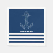 Seailor Nautical Anchor Navy Blue Stripes Serviette (Vorderseite)