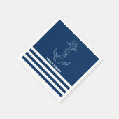 Seailor Nautical Anchor Navy Blue Stripes Serviette (Ecke)
