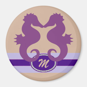 SeaKiss mit Monogramm lila Stateroom Magnet