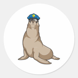 Seal als Polizeibeamter Runder Aufkleber