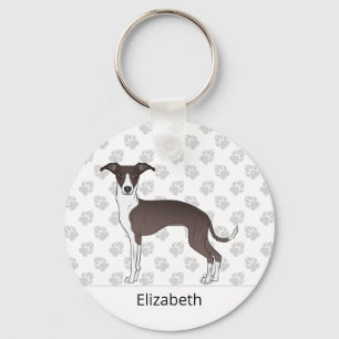 Seal And White Italian Greyhound With Custom Name Schlüsselanhänger