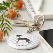 Seal And White Italian Greyhound With Custom Name Schlüsselanhänger (Seite)