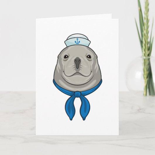 Seal as Sailor with Sailor hat Karte (Vorderseite)