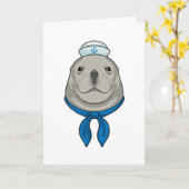 Seal as Sailor with Sailor hat Karte (Gelbe Blume)
