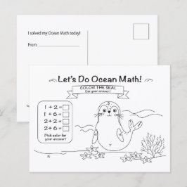 Seal Ocean Math Coloring Postcard Postkarte