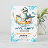 Seal pool party invitation einladung (Stehend Vorderseite)