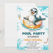 Seal pool party invitation einladung (Vorne/Hinten)