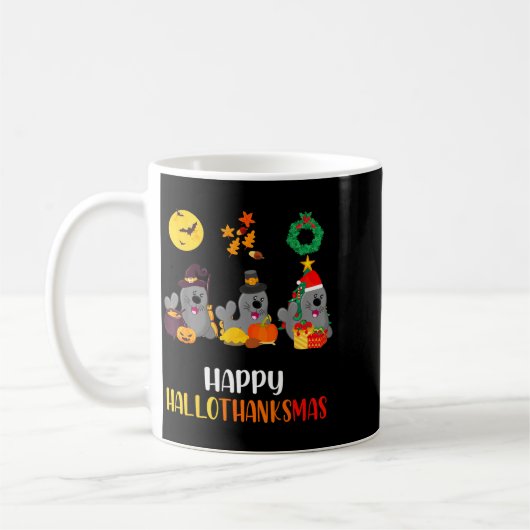 Seal Thanksgiving Merry Christmas Happy Hallothank Kaffeetasse (Links)
