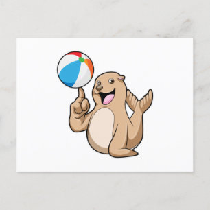 Seal Water Wasserball Postkarte