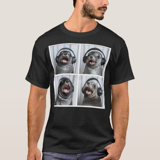Seal Wearing Headphones Animal Music Sea Lion Sing T-Shirt (Vorderseite)