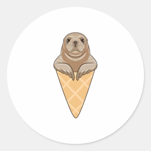 Seal with Ice cream cone Runder Aufkleber (Vorderseite)