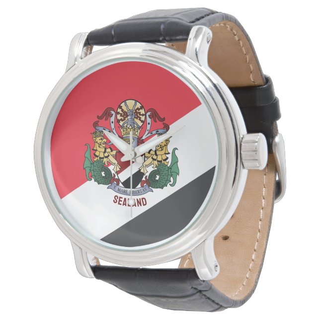 Sealand mit Wappen überlagert Armbanduhr (Schrägansicht)