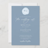 Sealed Initials Minimalistisch Light Blue Wedding Einladung (Vorderseite)