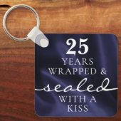 Sealed with a Kiss Blue 25th Birthday Anniversary Schlüsselanhänger (Vorderseite)