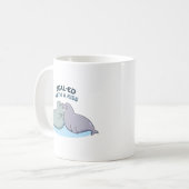 Sealed with a Kiss Funny Sea Lion Siegel Puff Kaffeetasse (Vorderseite Links)