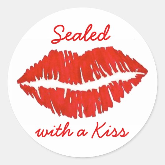 Sealed with a Kiss Valentine's Day Red Lips Runder Aufkleber (Vorderseite)
