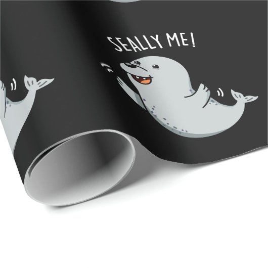Seally Me Funny Siegel Puff Dark BG Geschenkpapier (Rolleneckpunkt)