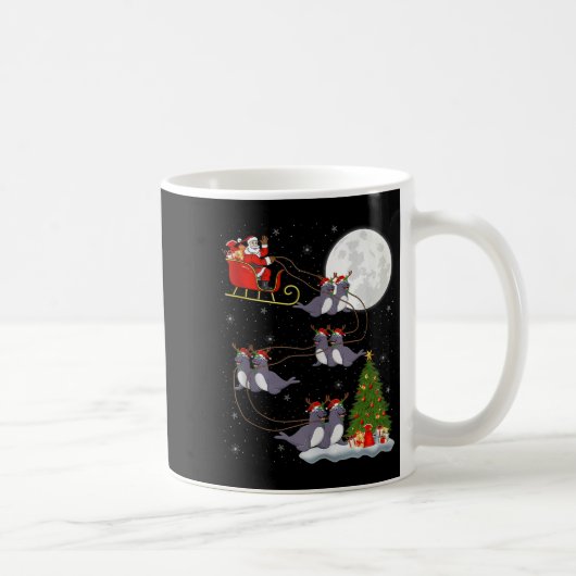 Seals Santa Sleigh Flying Funny Magical Christmas Kaffeetasse (Rechts)