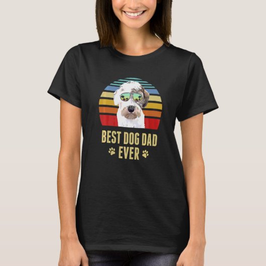 Sealyham Terrier Best Dog Vater je Retro Sunset T-Shirt (Vorderseite)