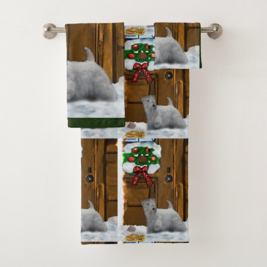Sealyham Terrier Christmas Badhandtuch Set (Insitu)