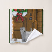 Sealyham Terrier Christmas Badhandtuch Set (Waschlappen)