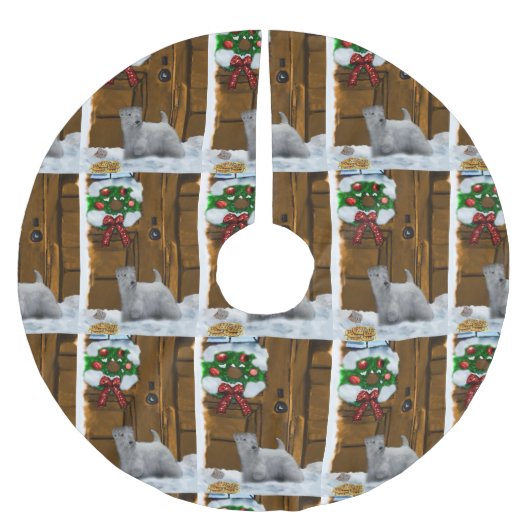 Sealyham Terrier Christmas Polyester Weihnachtsbaumdecke (Vorderseite)