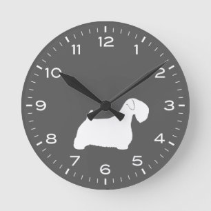 Sealyham Terrier Dog Breed Silhouette Runde Wanduhr