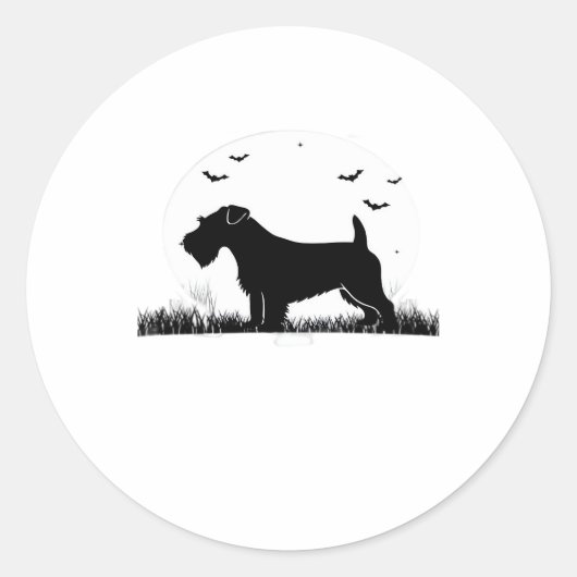 Sealyham Terrier Dog � Halloween Moon Silhouette O Runder Aufkleber (Vorderseite)
