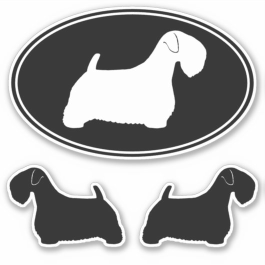 Sealyham Terrier Dog Silhouetten Vinyl Sticker Set (Vorderseite)
