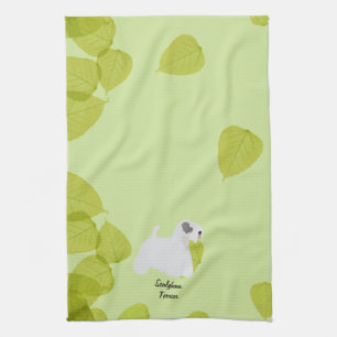 Sealyham Terrier ~ Grün-Blätter-Entwürfe Handtuch