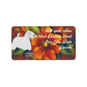Sealyham Terrier - Herbst-Blumenmuster Adressaufkleber