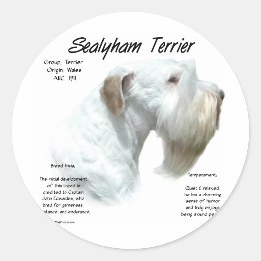 Sealyham Terrier History Design Runder Aufkleber (Vorderseite)