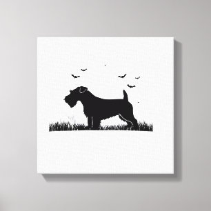 Sealyham Terrier Hund � Halloween Mond Silhouette Leinwanddruck