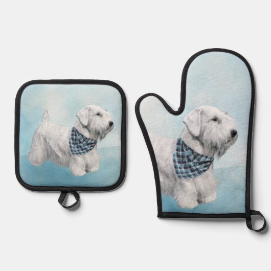 Sealyham Terrier Malerei Niedlich Original Hunde K Ofenhandschuh & Topflappen-Set (Vorderseite)