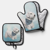 Sealyham Terrier Malerei Niedlich Original Hunde K Ofenhandschuh & Topflappen-Set (Vorderseite/Rückseite)