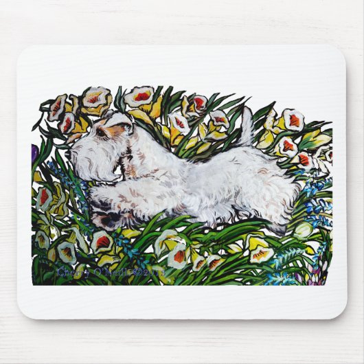 Sealyham Terrier Narzissen Mousepad (Vorne)